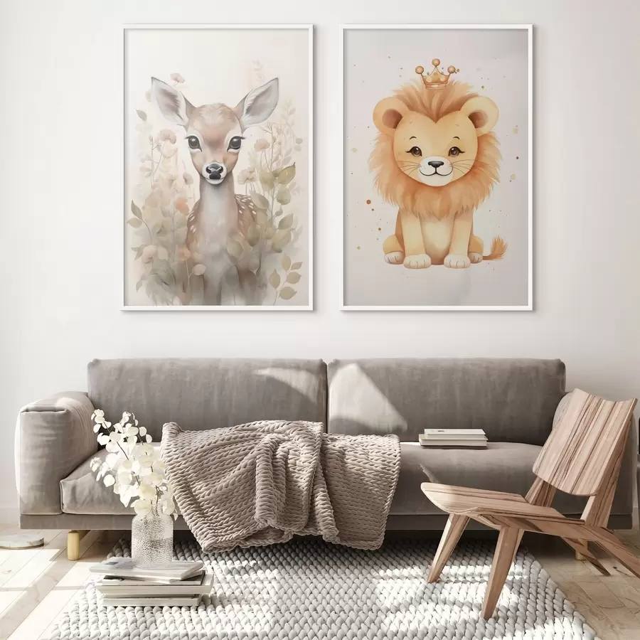 Fototapety Jeleň a lev d00922