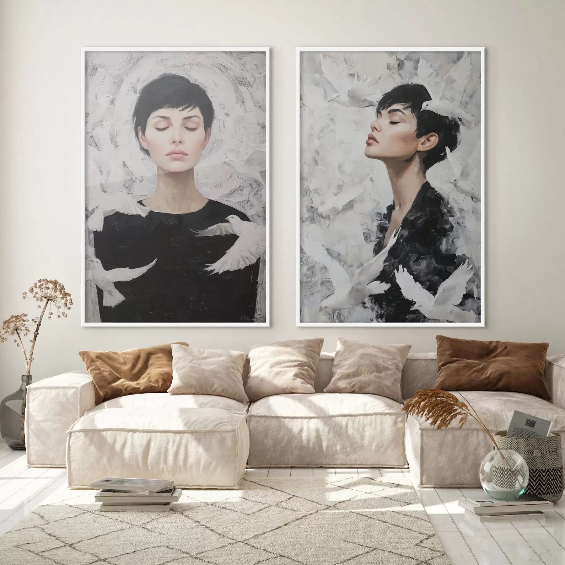 Fototapety Žena s holubicami d00923