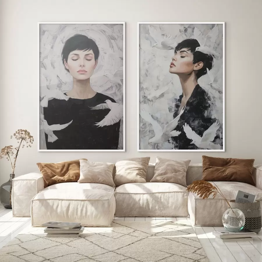 Fototapety Žena s holubicami d00923