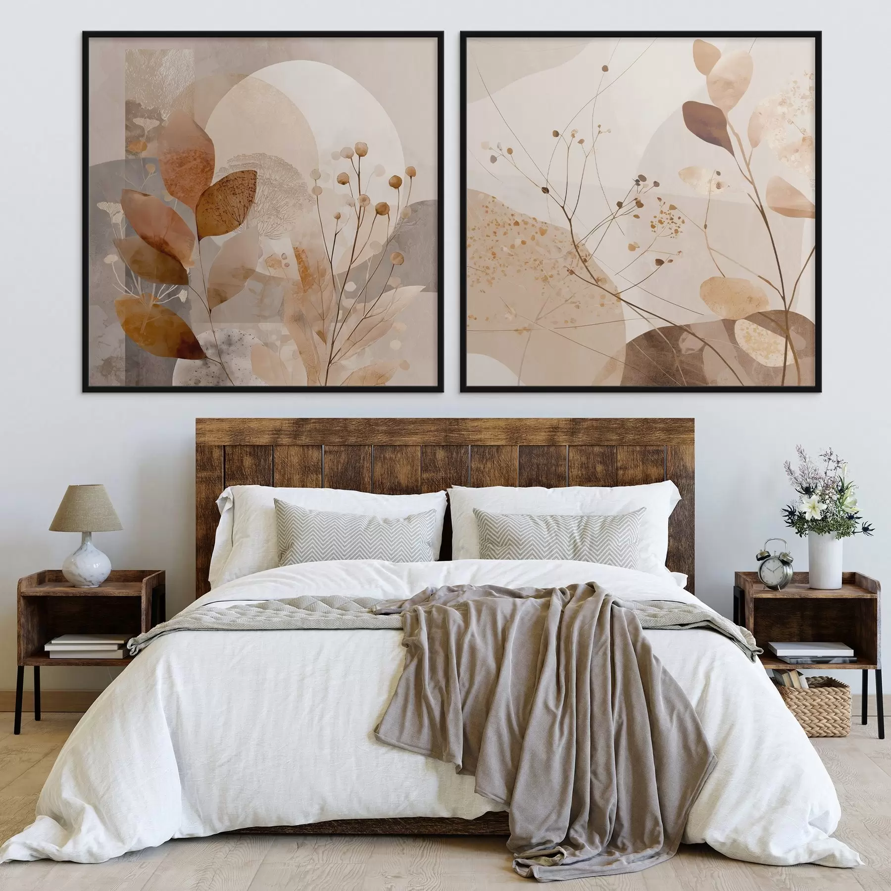 Fototapety Abstraktná kvetinová dvojdielna kompozícia d00892