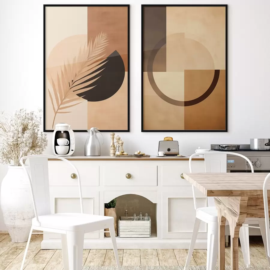 Fototapety Terakotová a béžová geometria s motívom palmových listov d00968