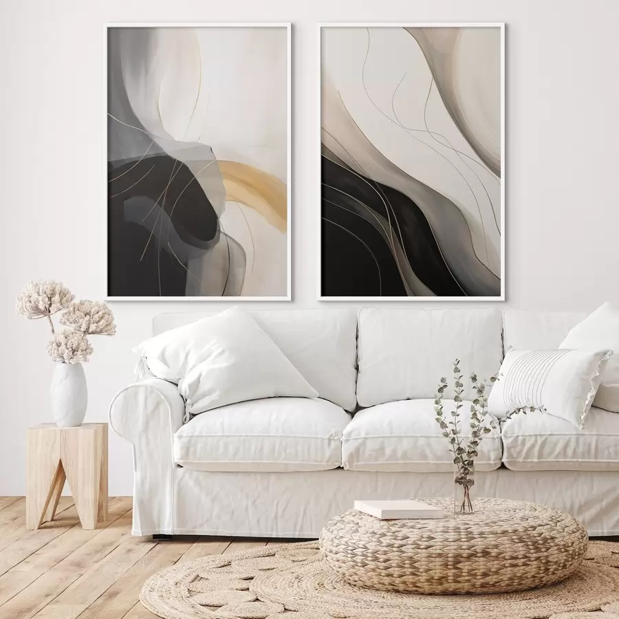 Fototapety Monochromatické krivky s jemnými kovovými vláknami d00972