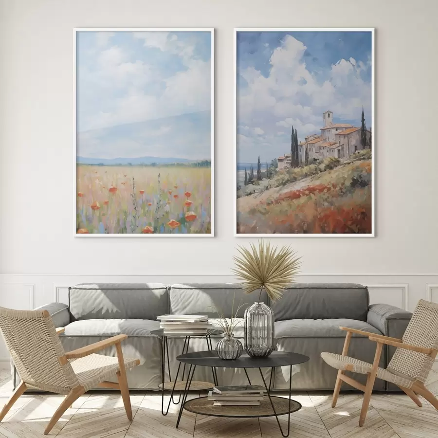 Fototapety Imitácia maľby vidieckej krajiny d01018