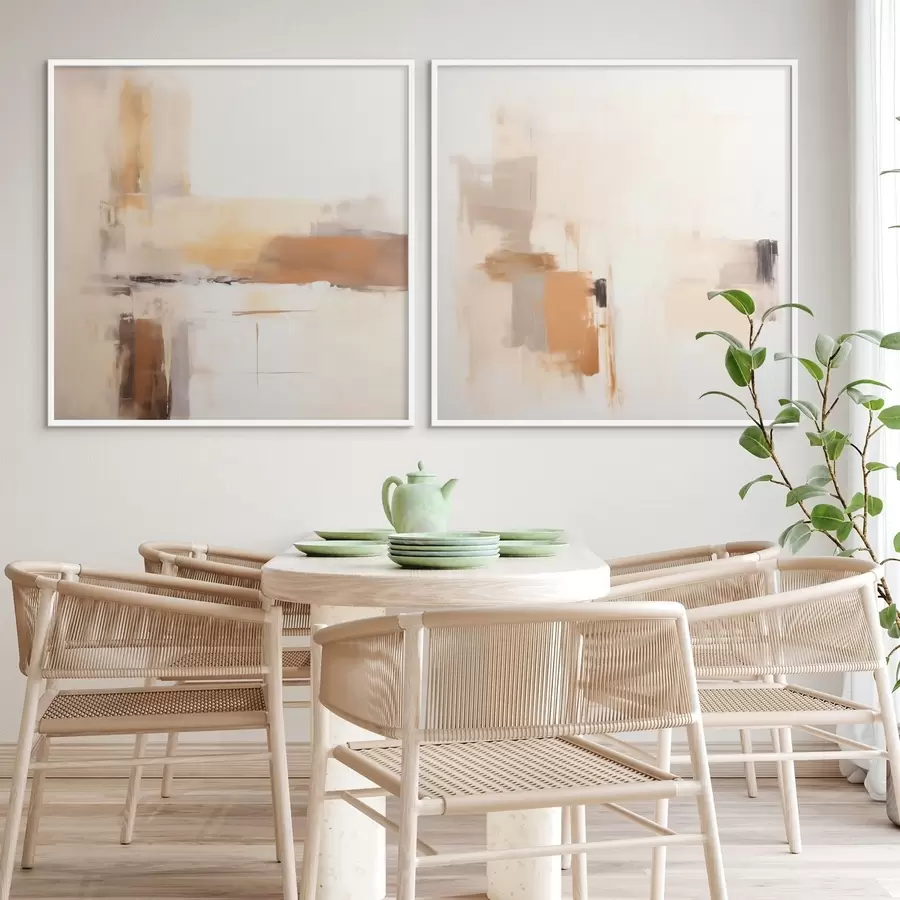 Fototapety Štylizovaná abstrakcia s teplými odtieňmi vo formáte diptychu d00988