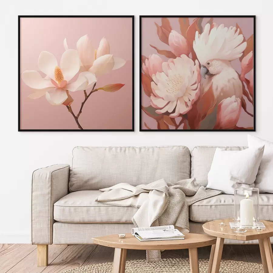 Fototapety Kvetinová kompozícia s vtákom v umeleckom ilustračnom štýle d00994