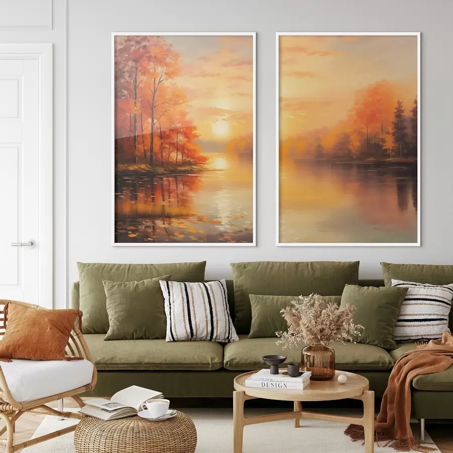 Fototapety Jesenný les proti západe slnka d01051