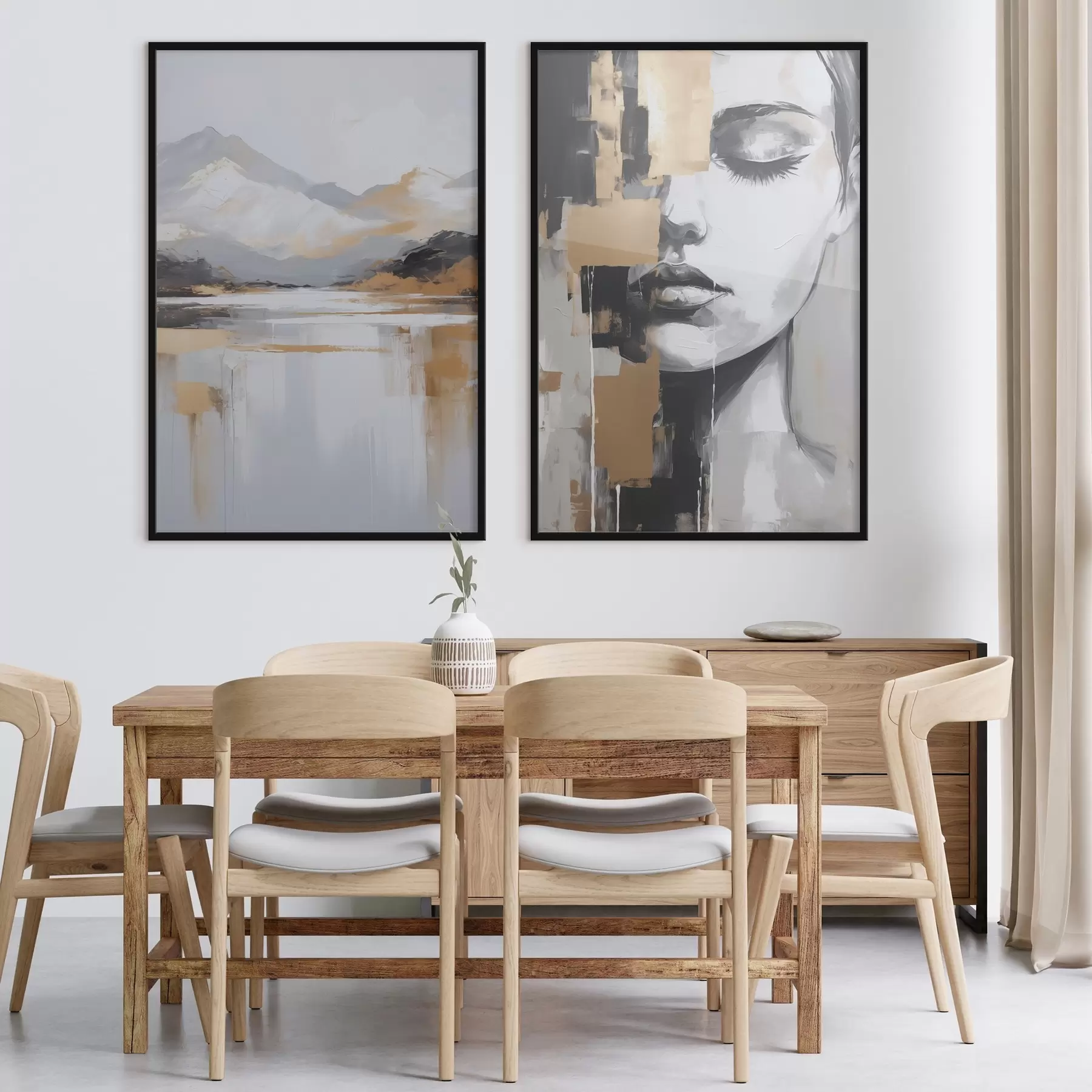 Fototapety Abstraktná horská krajina a portrét d01058