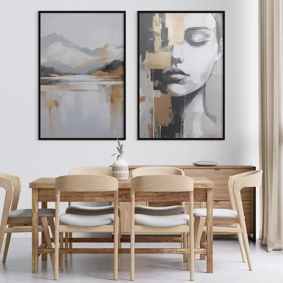 Fototapety Abstraktná horská krajina a portrét d01058