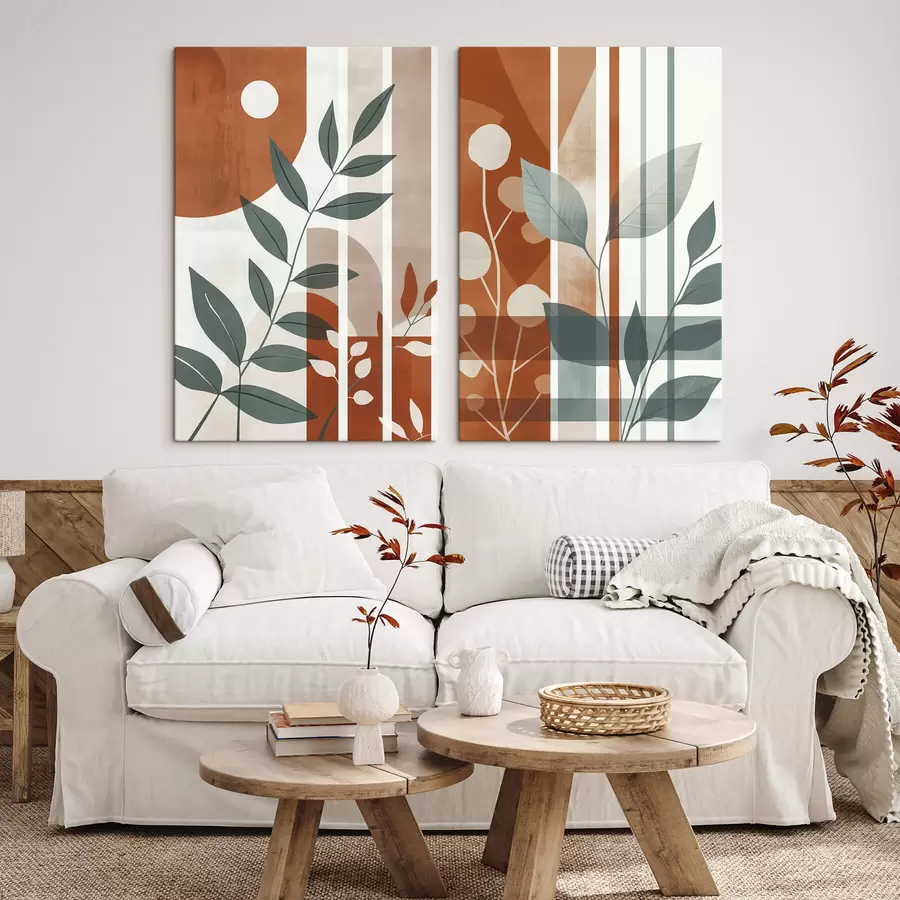 Obraz Abstrakcia s vetvičkami a lístkami m01074