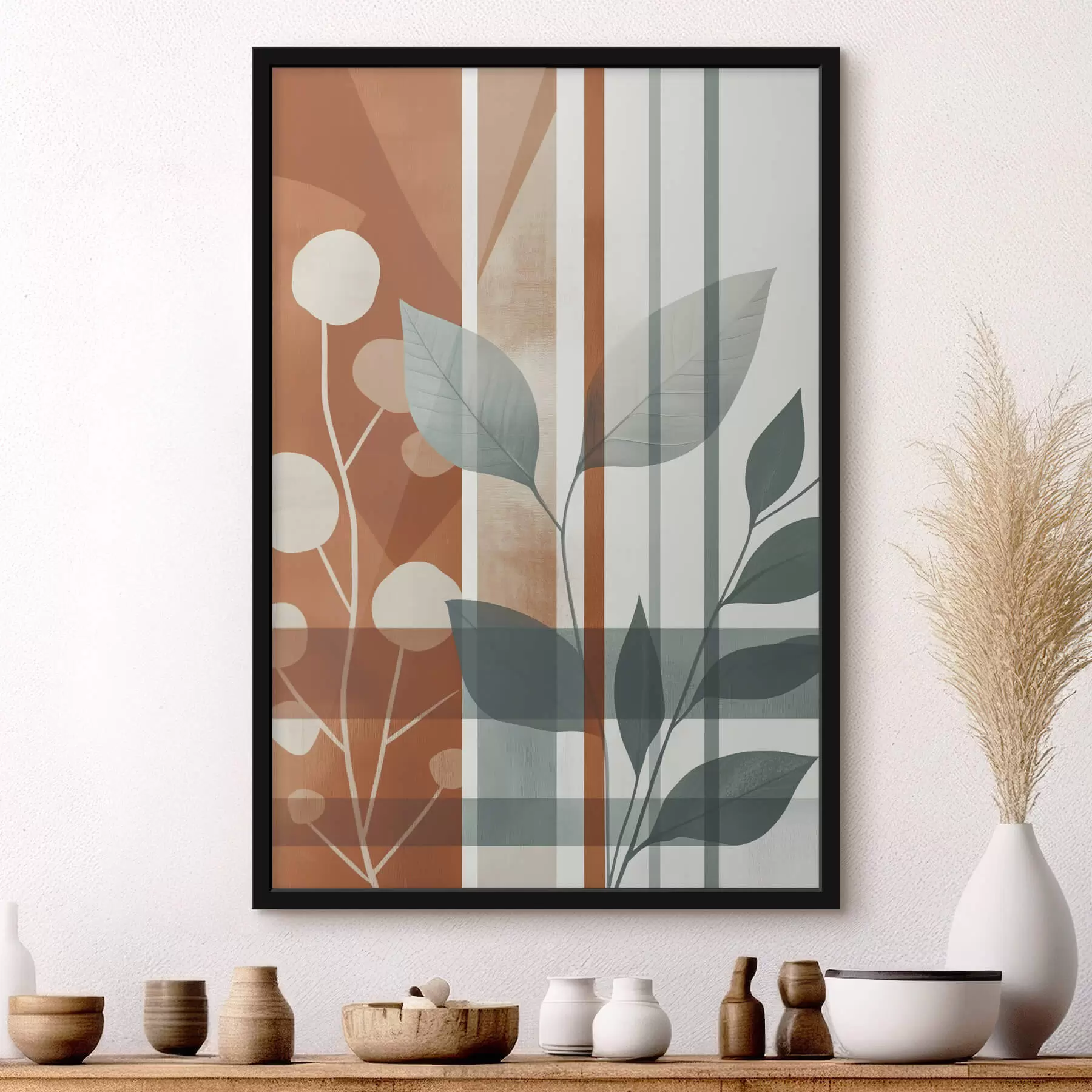 Fototapety Abstrakcia s vetvičkami a lístkami f47248