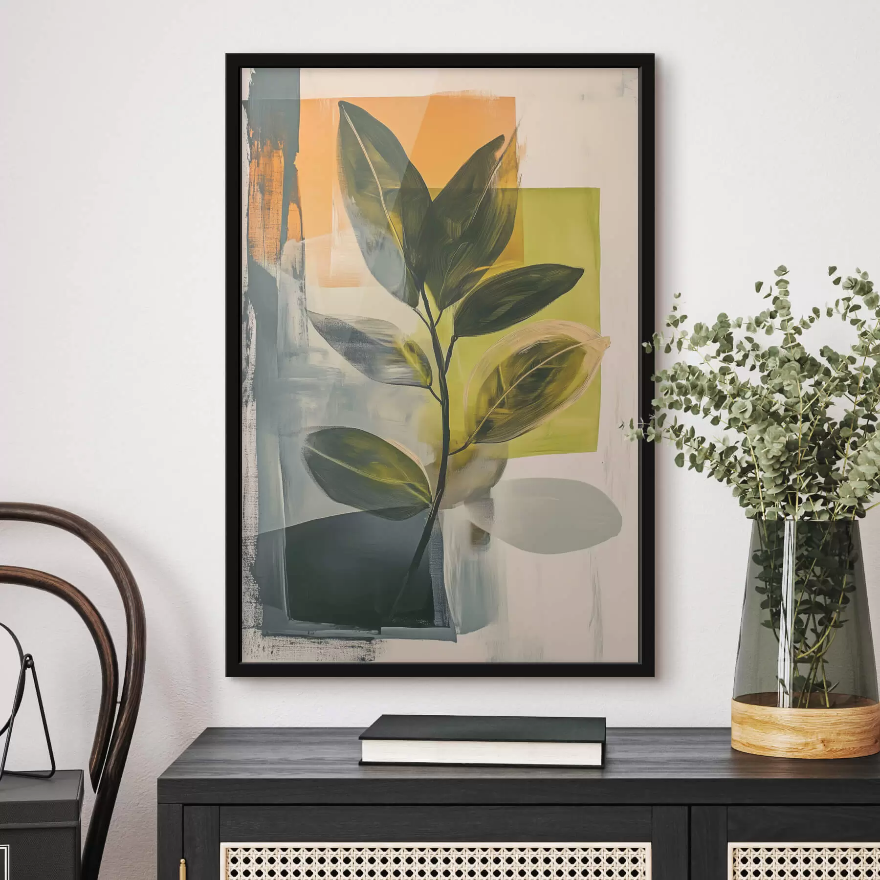 Fototapety Vetva s listami na abstraktnom pozadí f47249