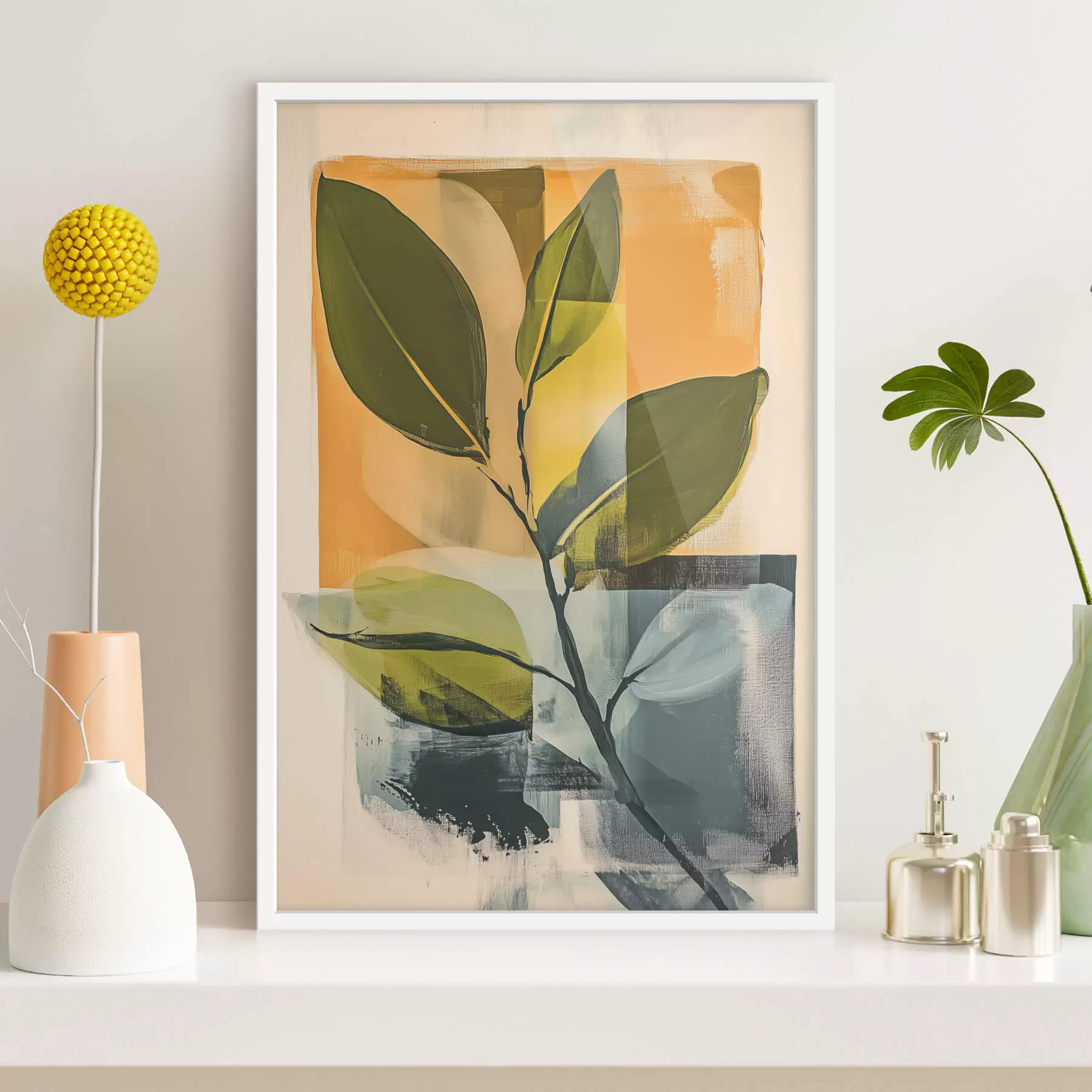 Fototapety Vetva s listami na abstraktnom pozadí f47250