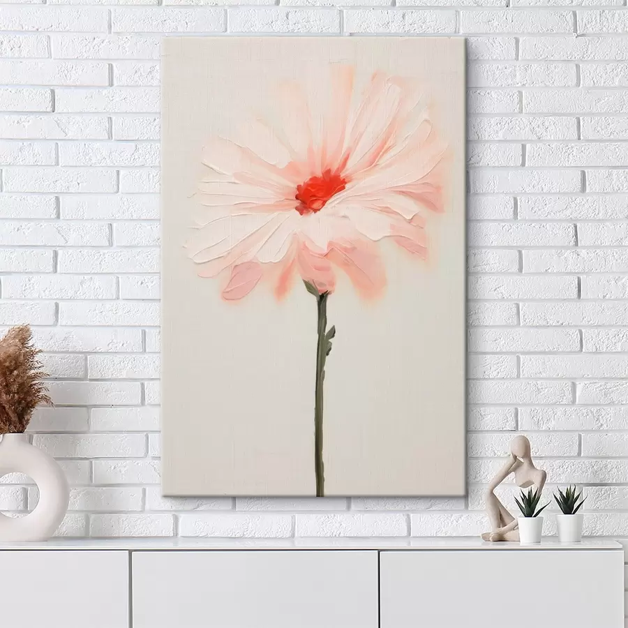 Obraz Biela a ružová kvetina s výraznými ťahmi štetcom v štýle olejomaľby s46933