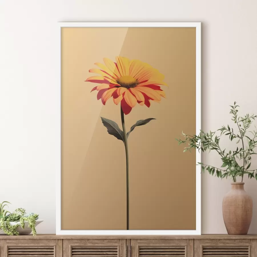 Fototapety Kvetina Gerbera na jednoliatom pozadí s jemným osvetlením v minimalistickom štýle f46928