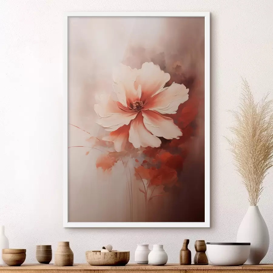 Fototapety Jemný biely koralový kvet na rozmazanom pozadí v štýle olejomaľby f46938