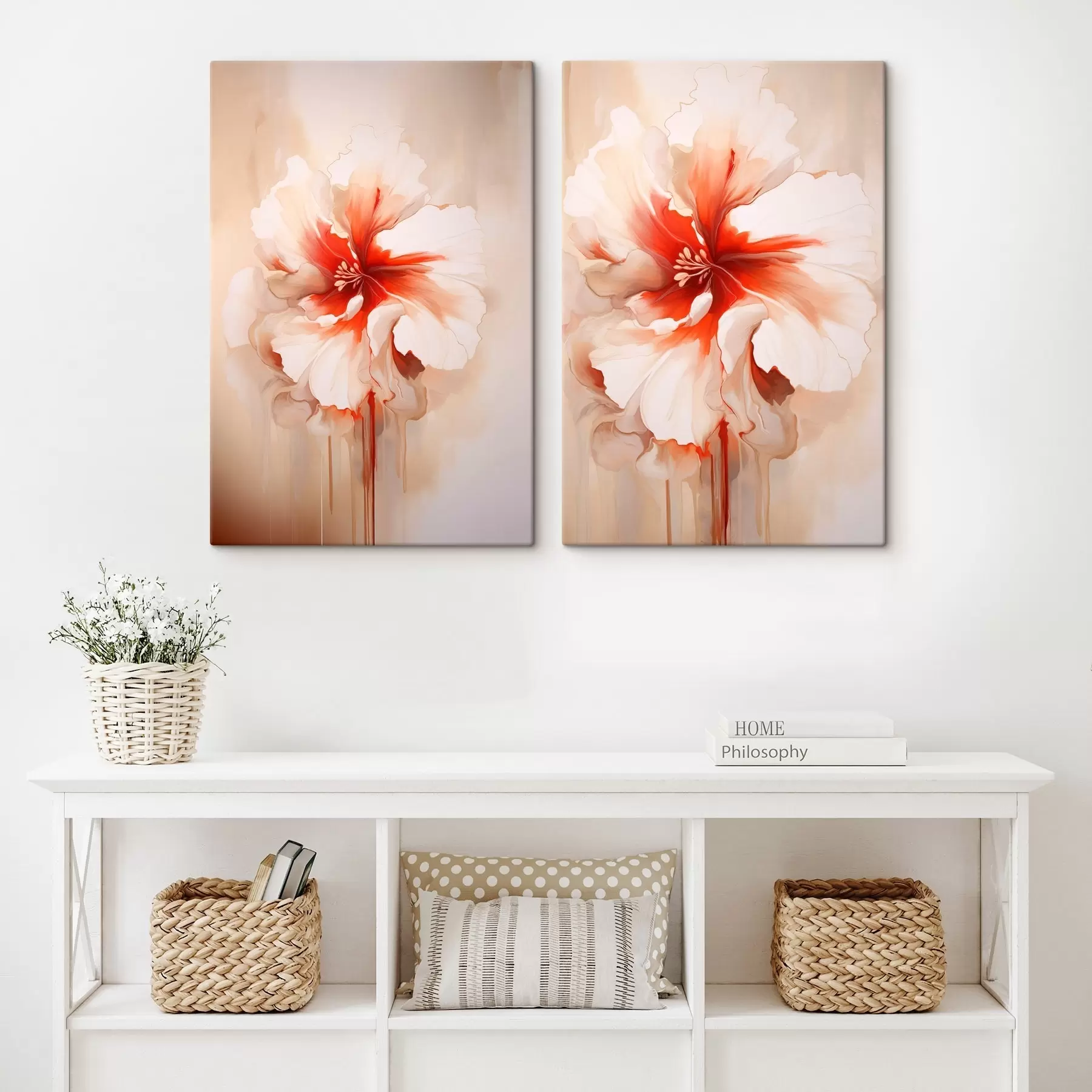 Obraz Biele koralové okvetné lístky na abstraktnom pozadí, pokojná kompozícia m01089