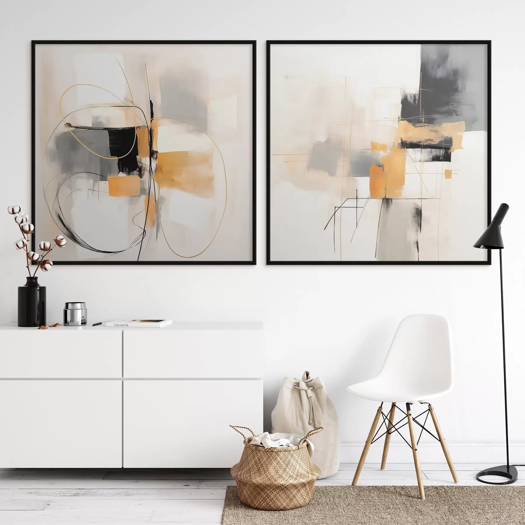 Fototapety Abstraktná geometria, okrová, sivá a čierna d00899