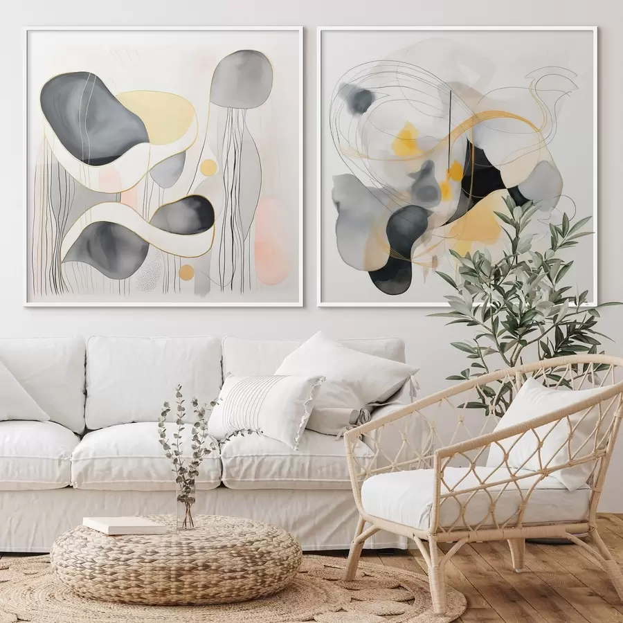 Fototapety Monochromatický a žltý akcent v abstraktnom štýle d00905