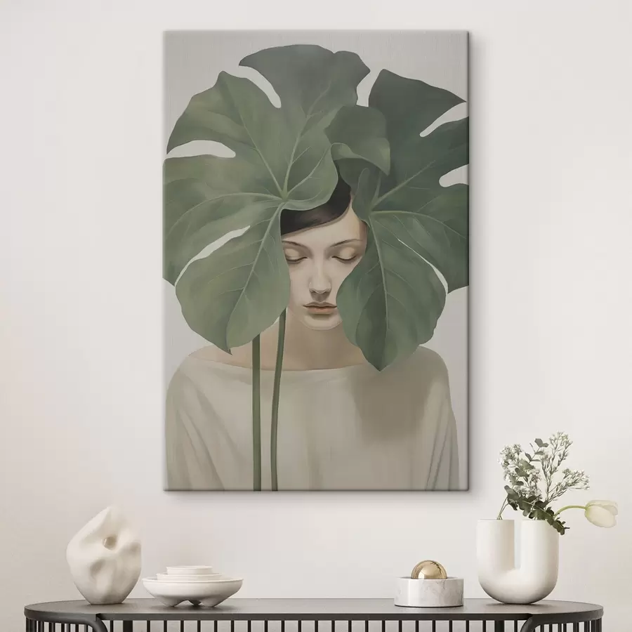 Obraz Dievča s tropickými listami s47335