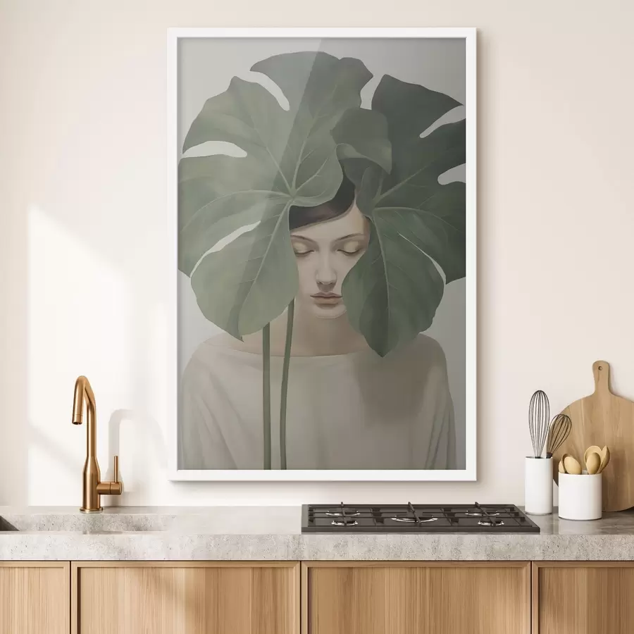 Fototapety Dievča s tropickými listami f47335