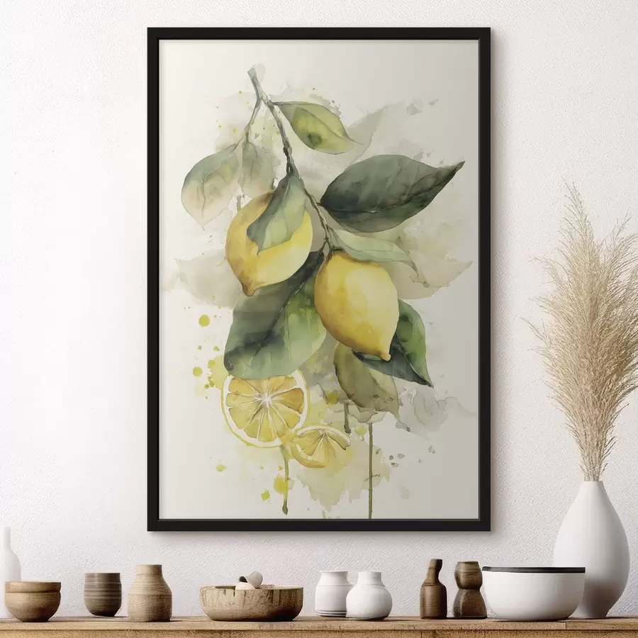 Fototapety vetvička v štýle akvarelu s citrónmi f47123