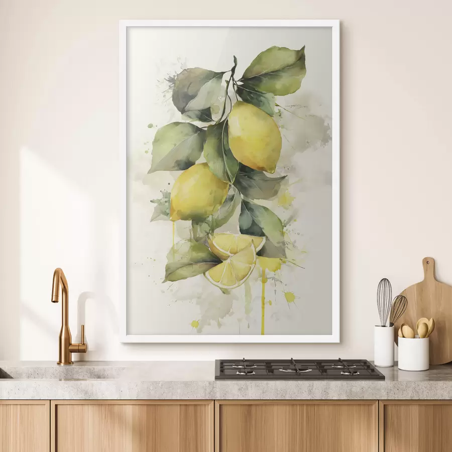 Fototapety vetvička v štýle akvarelu s citrónmi f47124