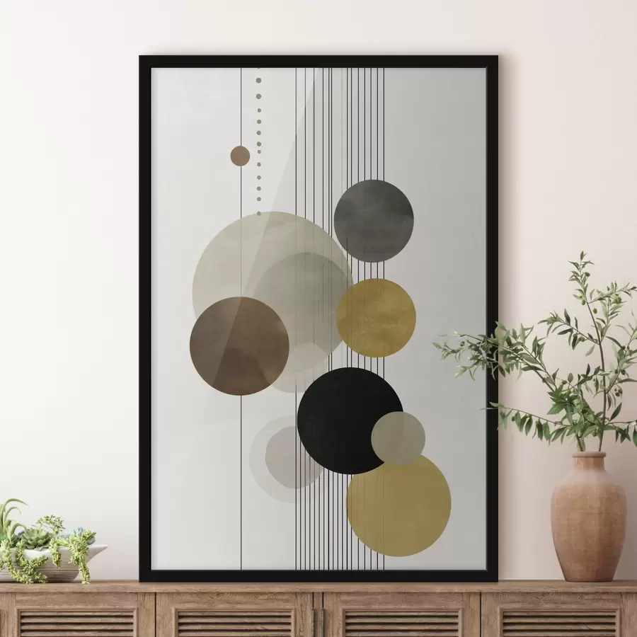 Fototapety abstraktné dielo s kruhmi a čiarami v teplých farbách f47237