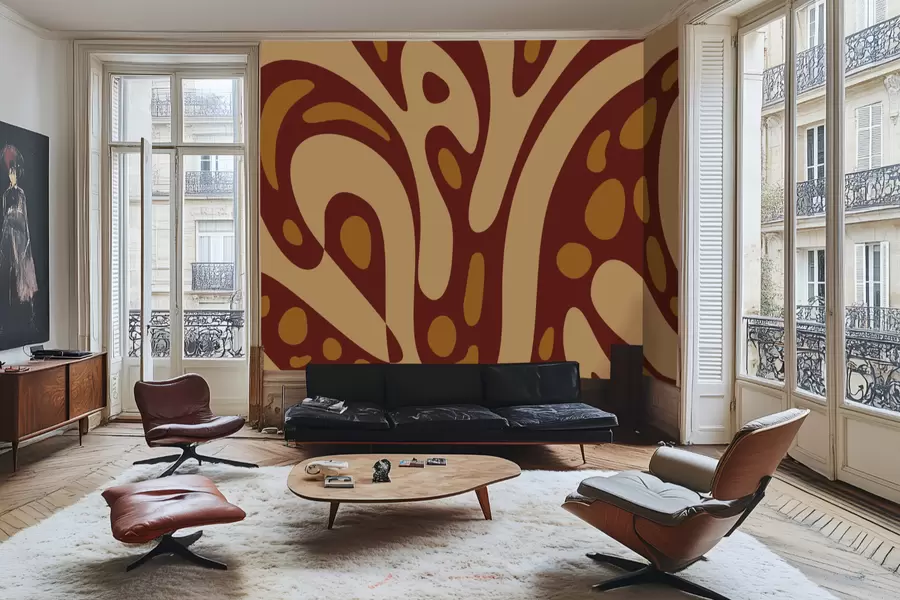 Fototapety Abstraktný vzor s hnedými a béžovými tvarmi w05071v2