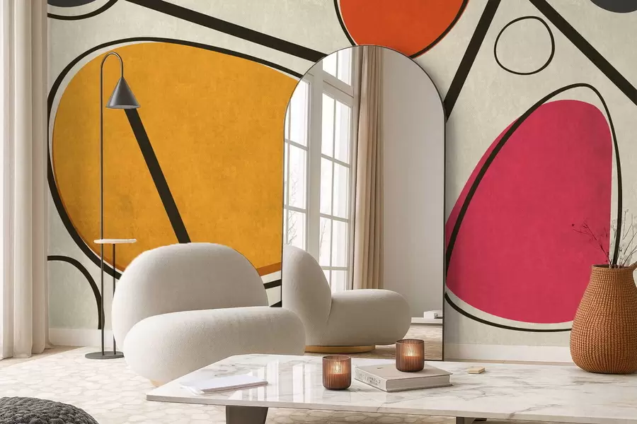 Fototapety Abstraktné tvary a línie s výraznými farebnými plochami w05017