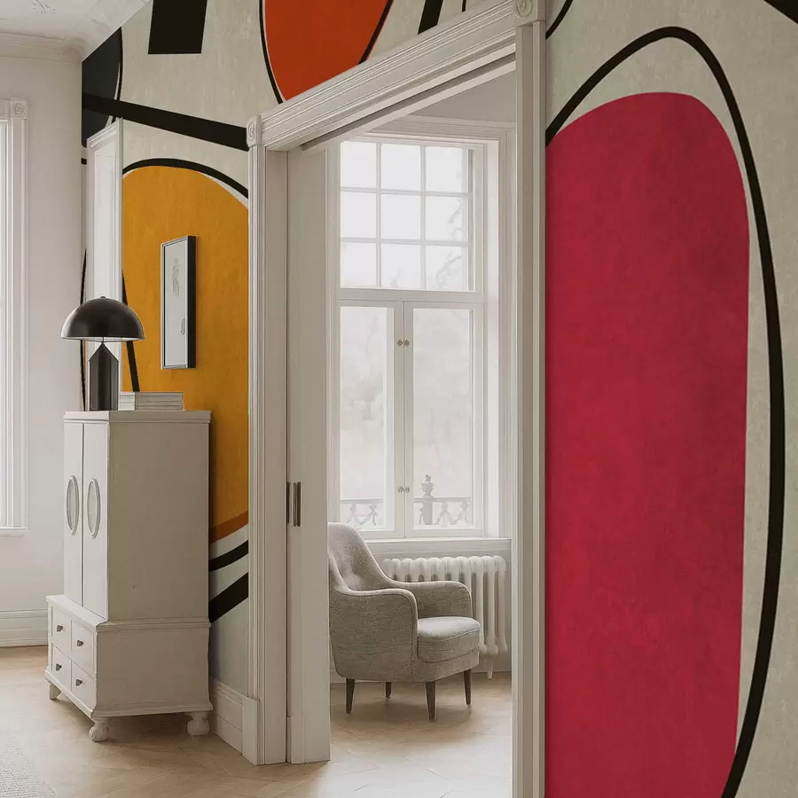 Fototapety Abstraktné tvary a línie s výraznými farebnými plochami w05017