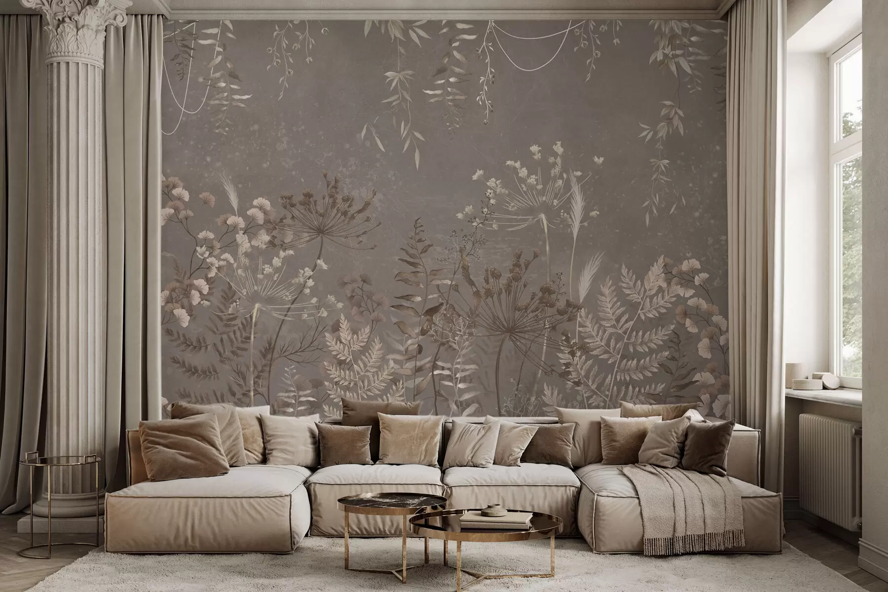 Fototapety Ľahký botanický vzor s kvetmi a listami w05092v1