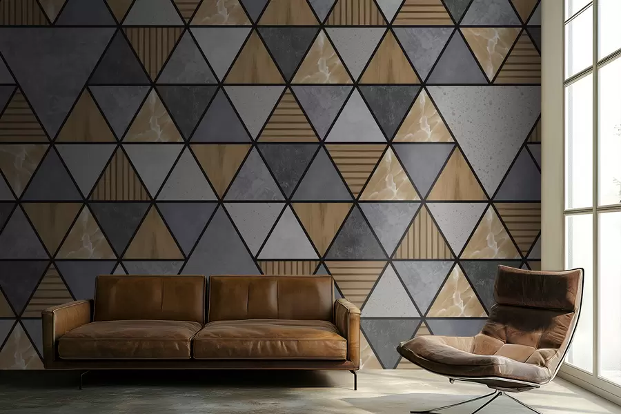 Fototapety Trojuholníkový ornament v neutrálnych a teplých farbách w05096v1