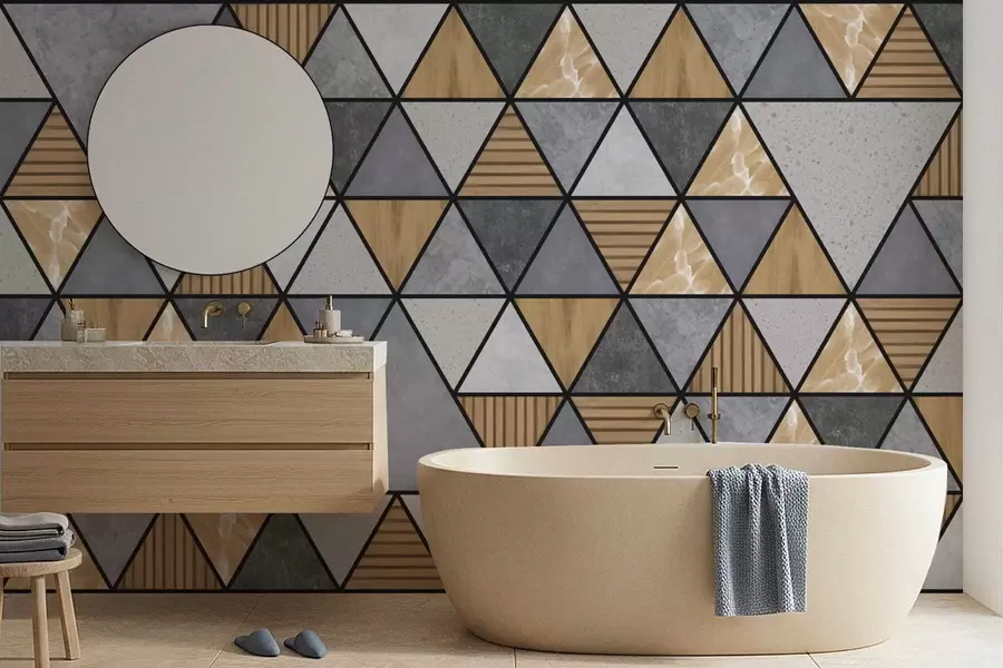 Fototapety Trojuholníkový ornament v neutrálnych a teplých farbách w05096v1