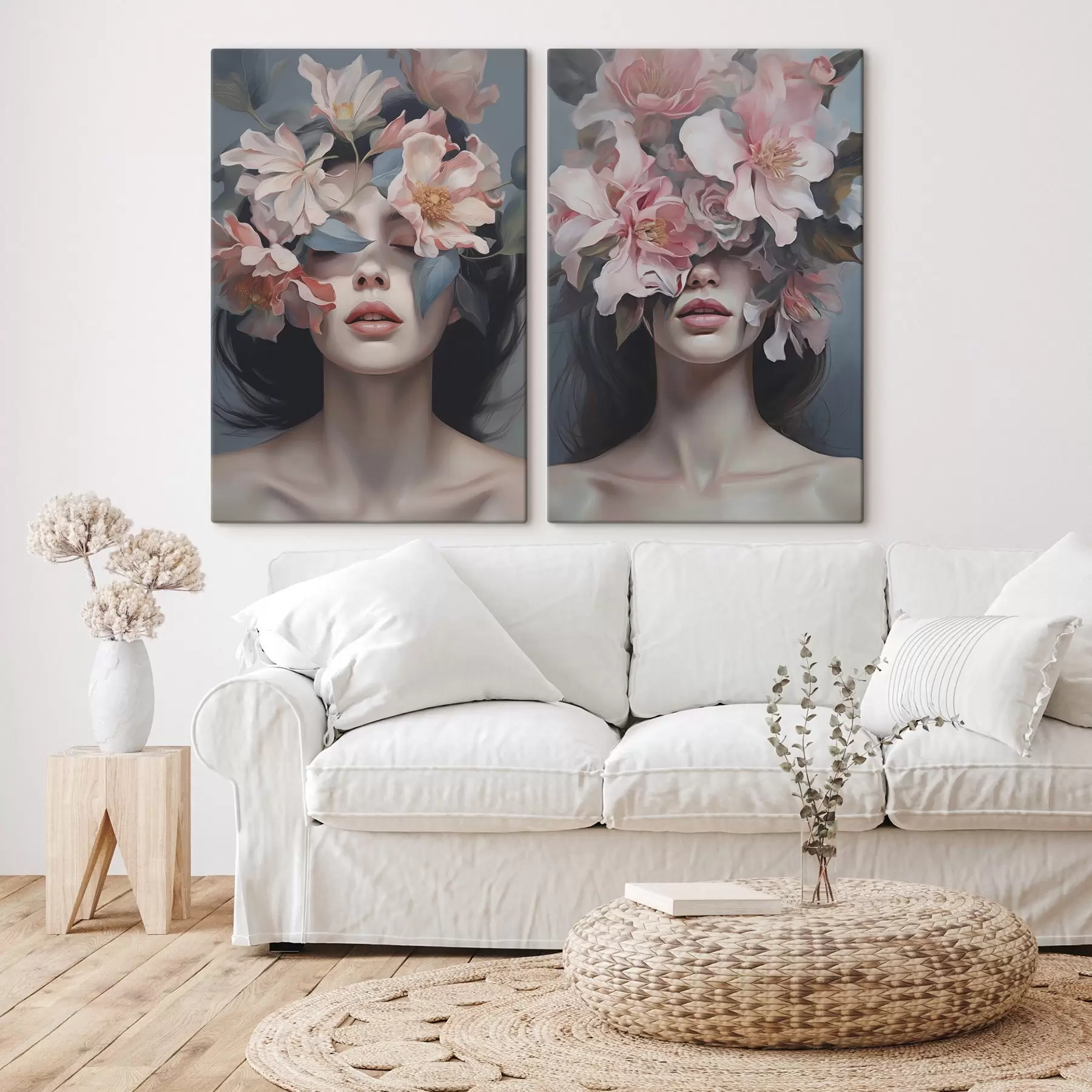 Obraz Abstraktný ženský portrét s kvetmi m01221