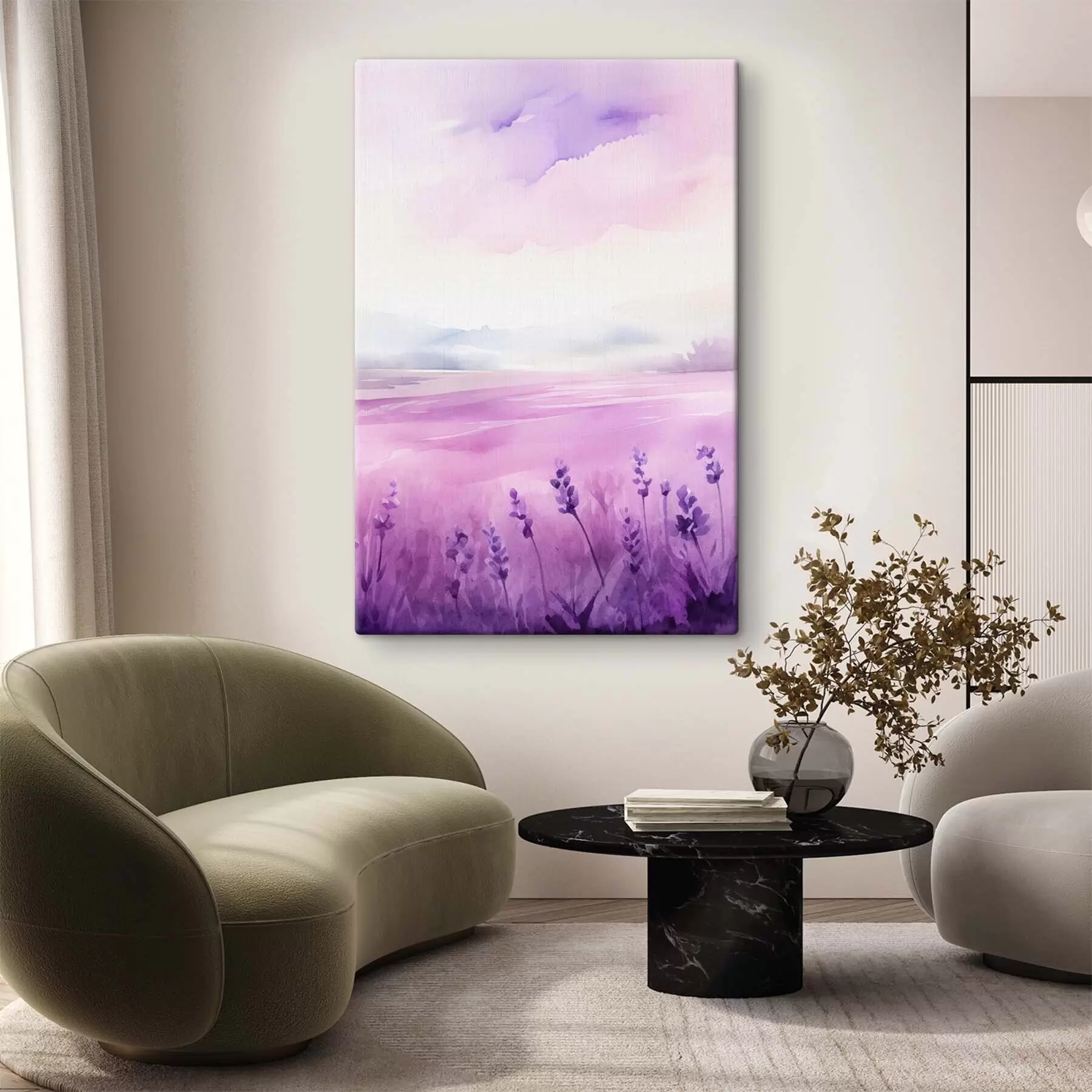 Obraz Levanduľové pole, imitácia akvarelu s47109