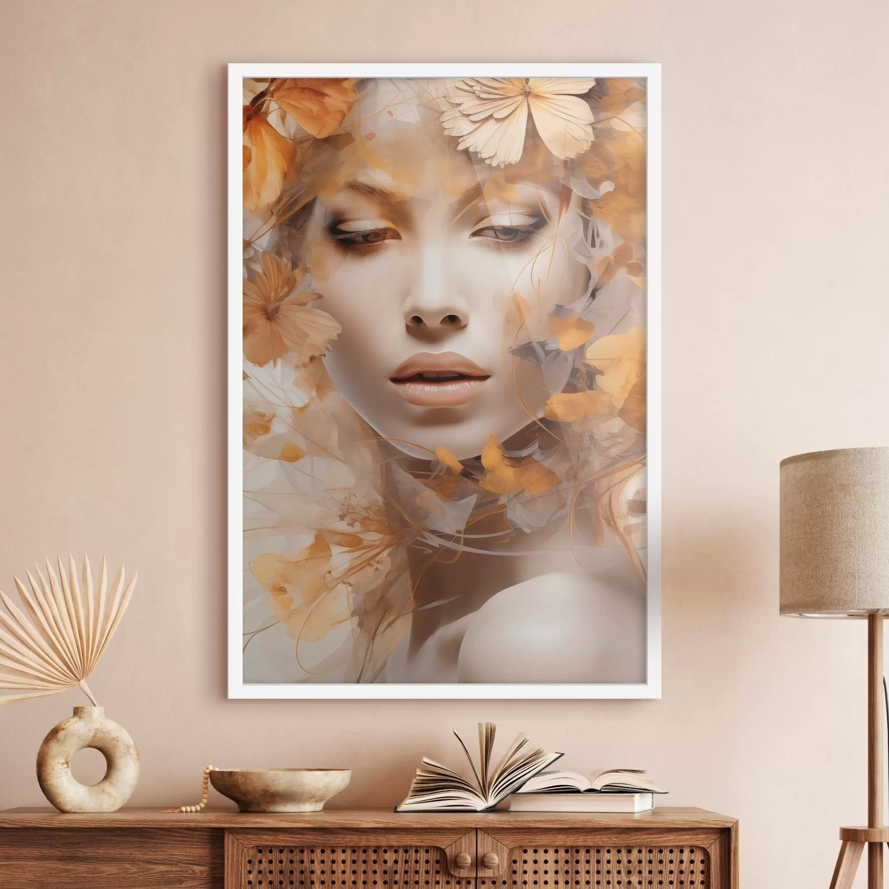 Fototapety Ľudia, dievča a kvety, imitácia sochy f47112