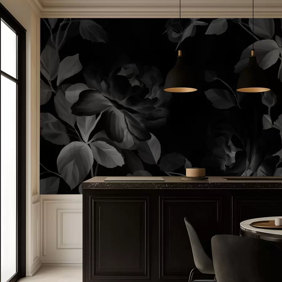 Fototapety čierno-biele malebné ruže v štýle olejomaľby  w04873v1