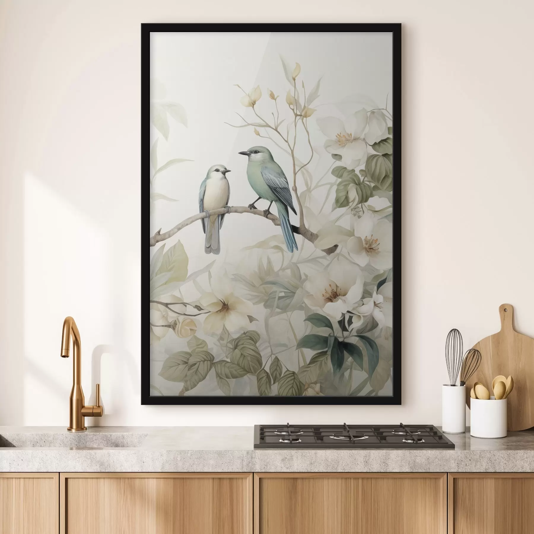 Fototapety Dva vtáky na vetvičkách jazmínu f46896