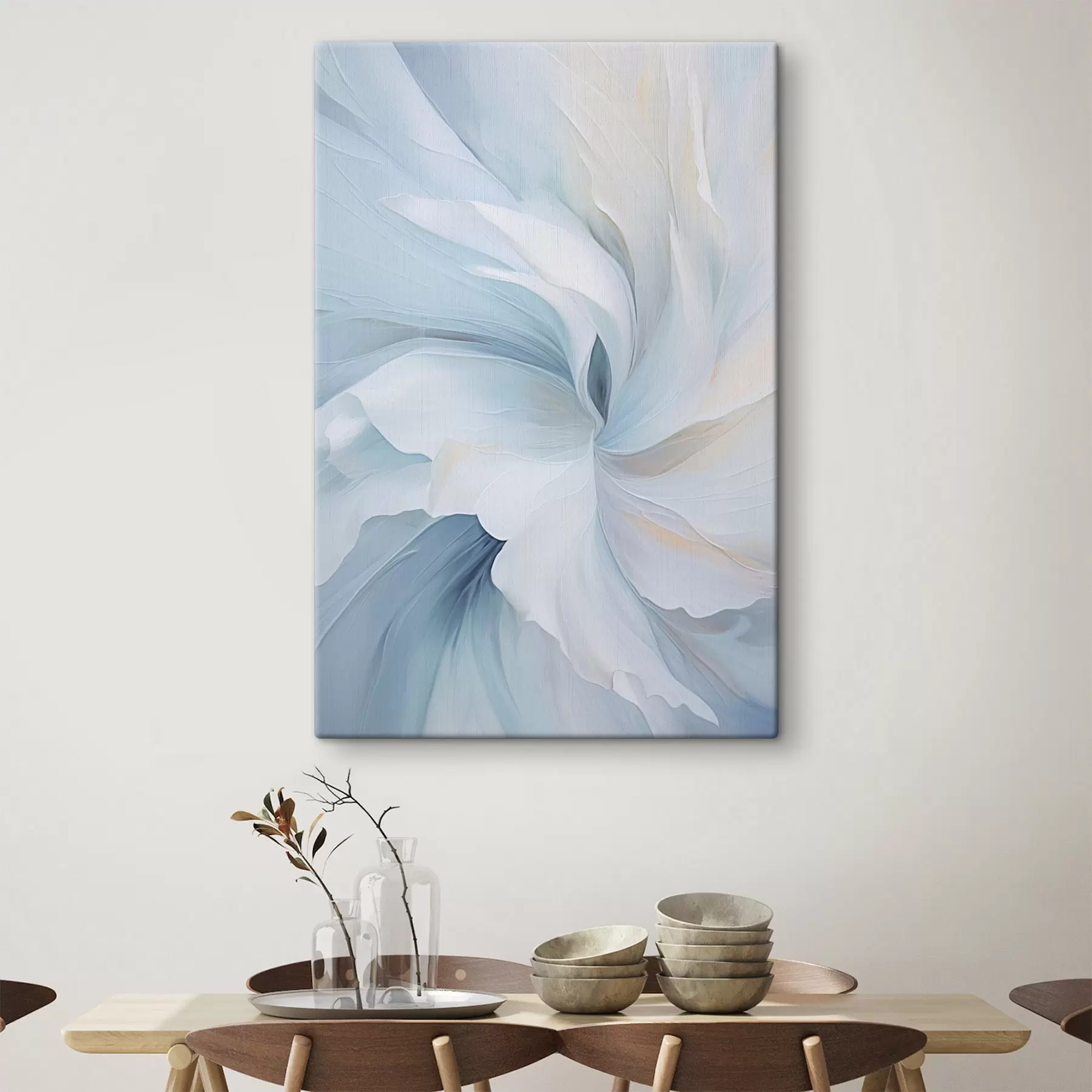 Obraz Abstraktné jemné, priesvitné okvetné lístky víriace dovnútra s mäkkým osvetlením a maliarskou textúrou s47437