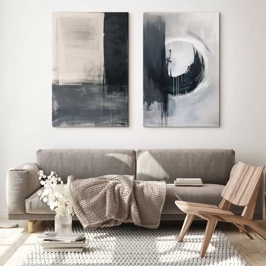 Obraz Abstraktná kompozícia v čierno-bielych odtieňoch m01217