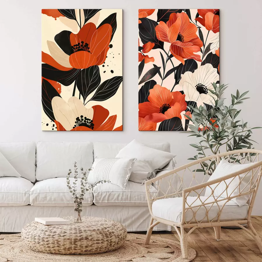 Obraz Kvetinová kompozícia v teplých tónoch m01228