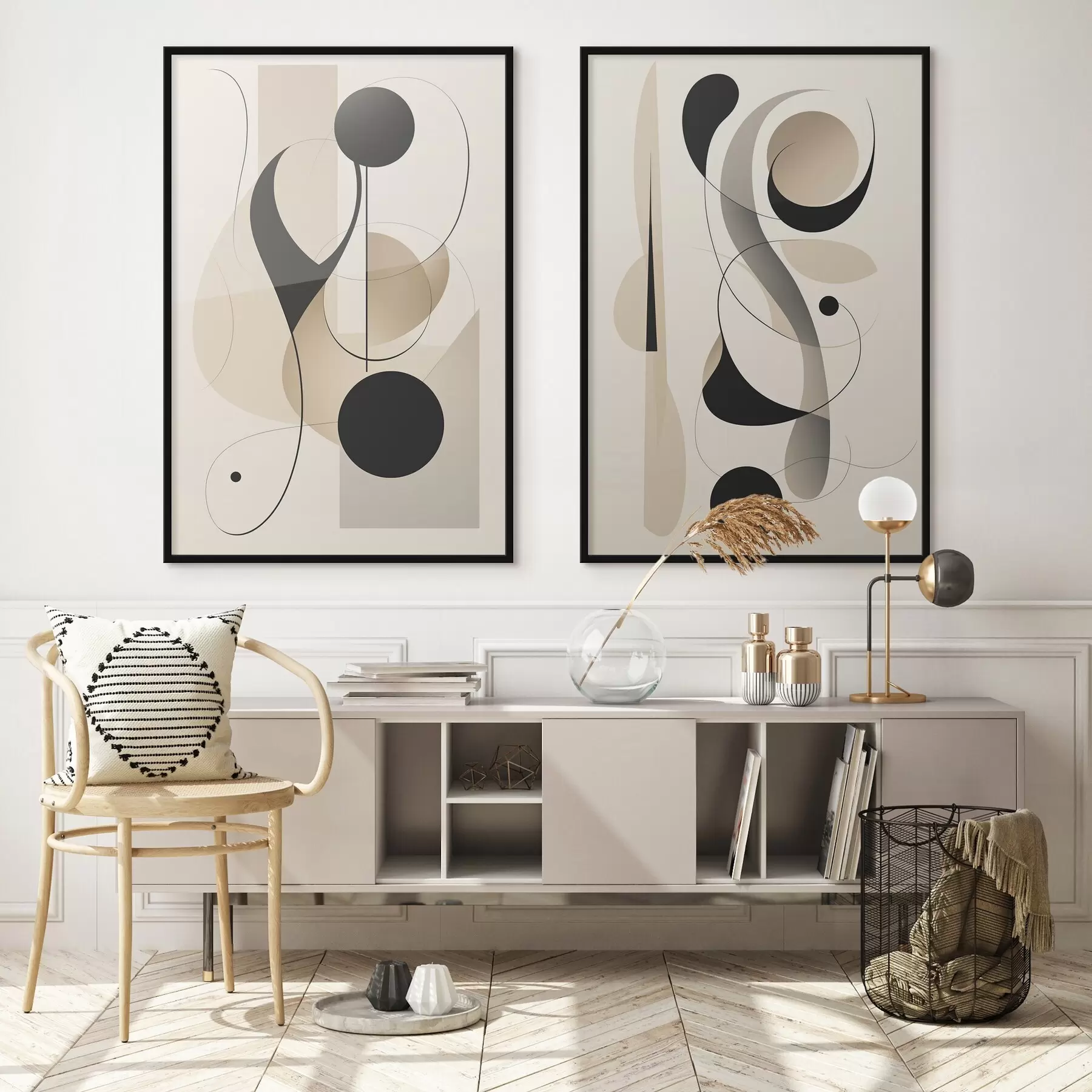 Fototapety Abstraktná kompozícia s krivkami a tvarmi d00538