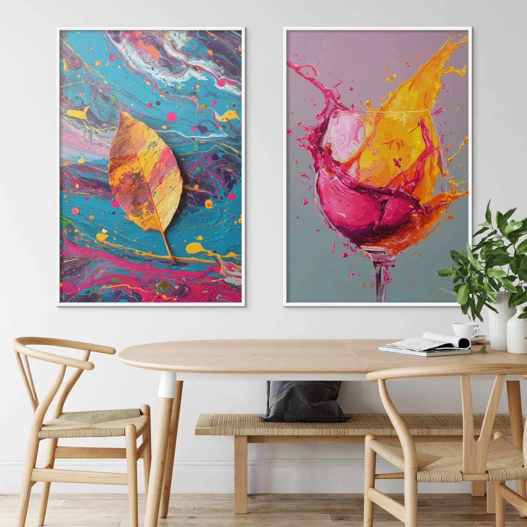 Fototapety Expresívna abstrakcia s prvkami prírody a nápojov d00570