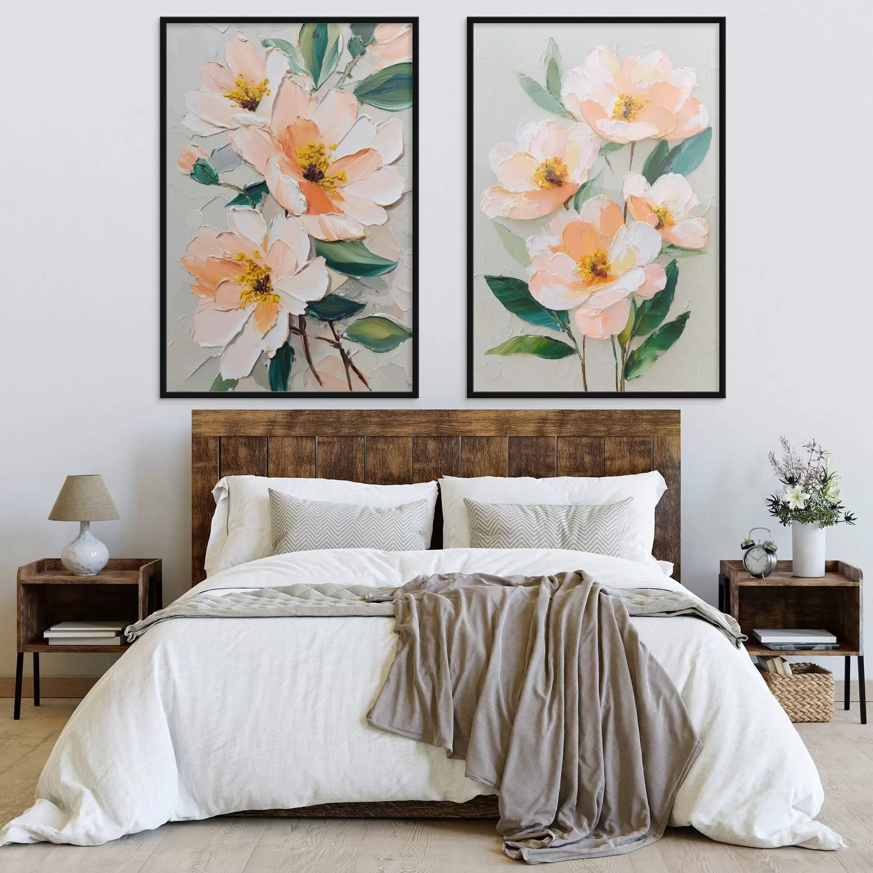 Fototapety Maľba v štýle impasto kombinujúca veľkú kyticu a jednotlivé kvety d00579