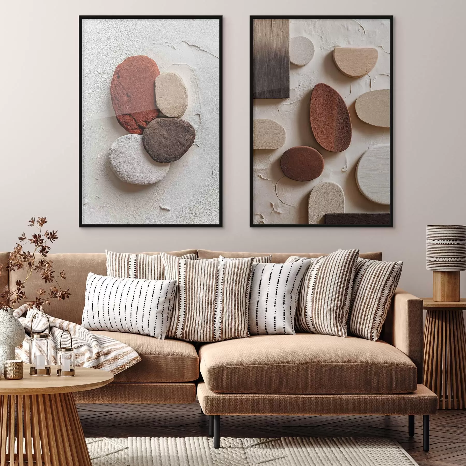 Fototapety Abstraktné kompozície s objemovými geometrickými tvarmi na textúrovanom pozadí d00597