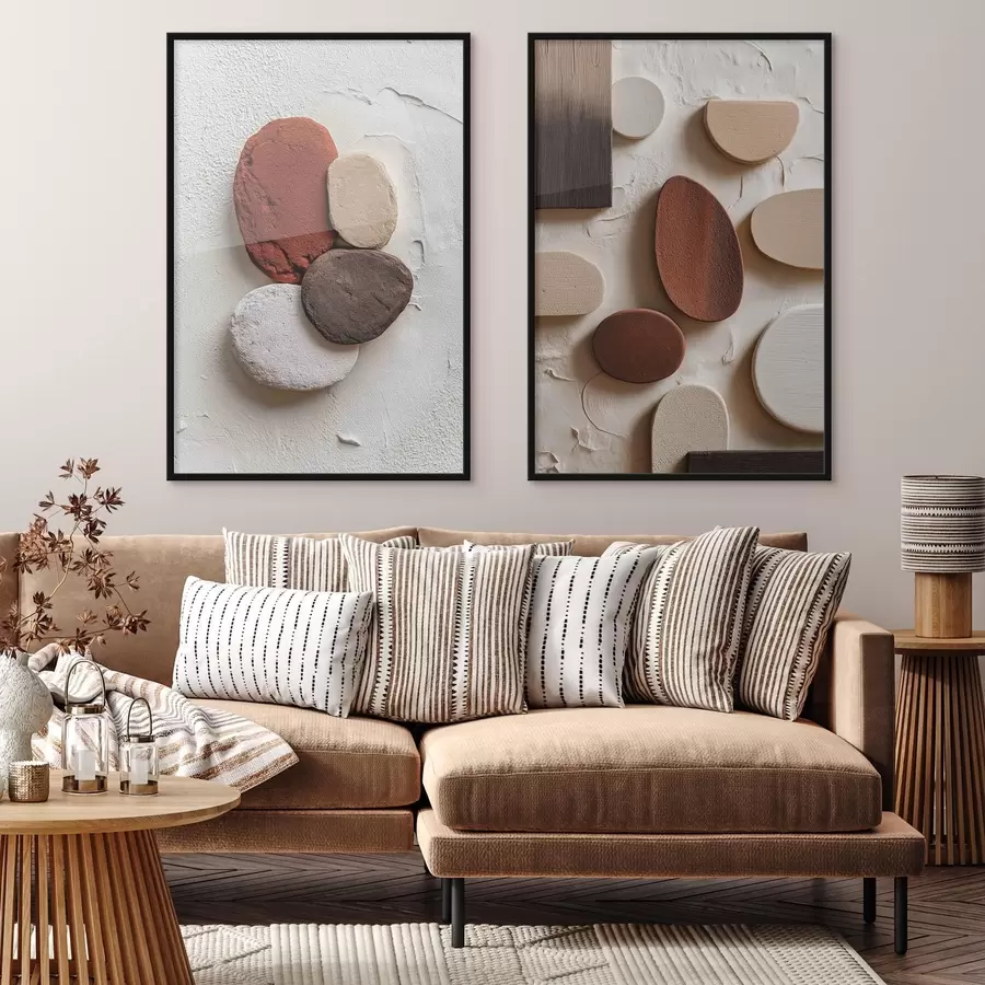 Fototapety Abstraktné kompozície s objemovými geometrickými tvarmi na textúrovanom pozadí d00597