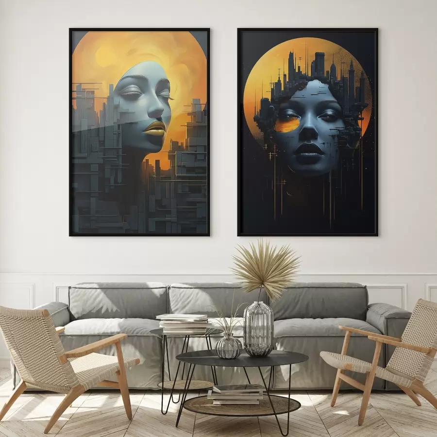 Fototapety Portrét dievčaťa na abstraktnom pozadí mesta d00618