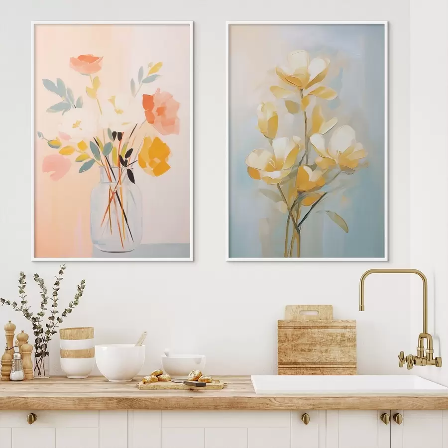 Fototapety Kvety vo váze: kresba v štýle olejomaľby d00636