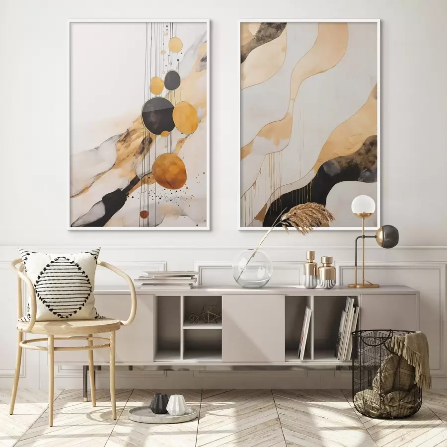 Fototapety Abstraktná kompozícia s čiernymi a oranžovými kruhmi d00684