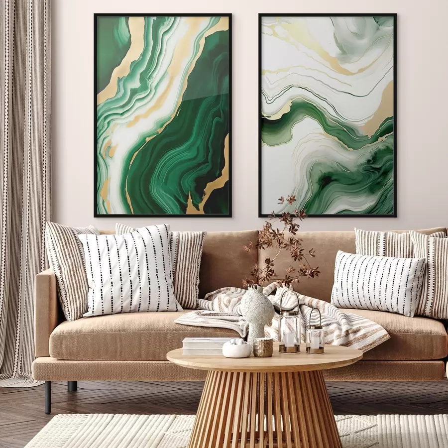 Fototapety Zelené a biele mramorové textúry s oranžovo-žltými žilkami d00688